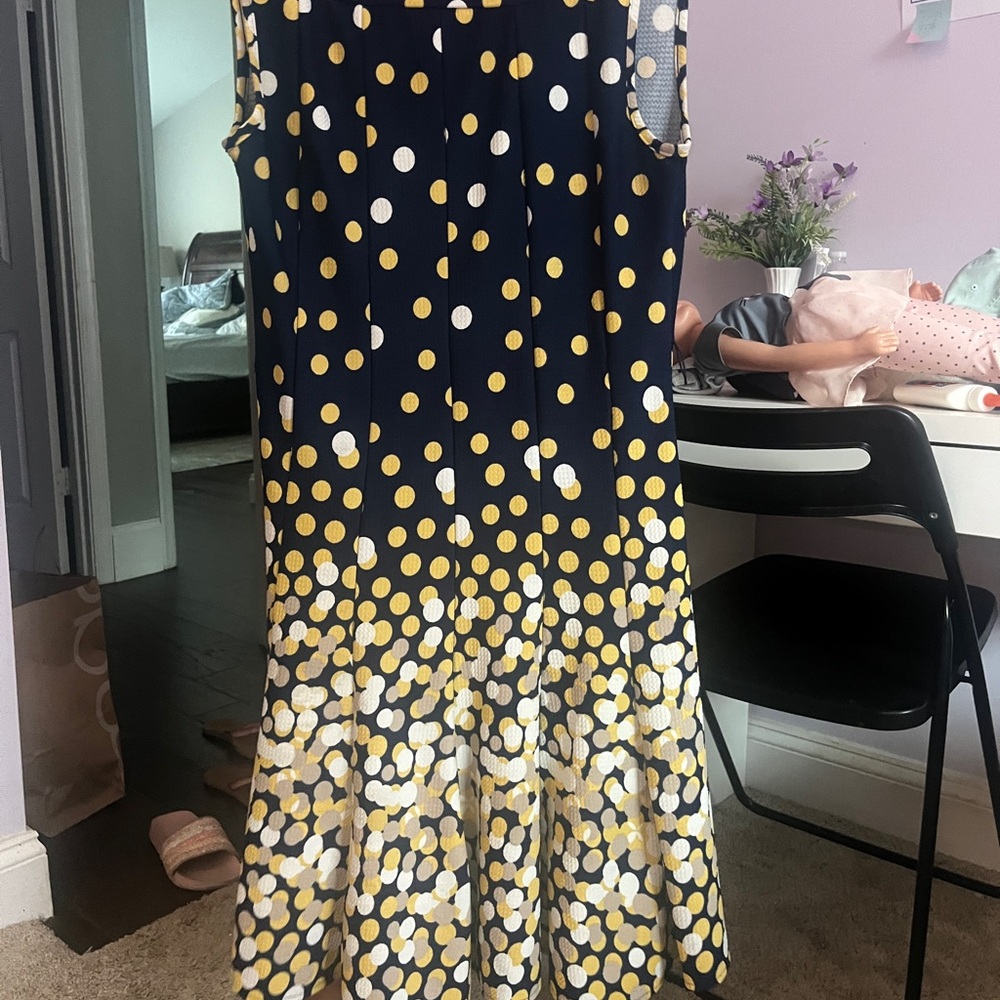 Patterned yellow blue dress